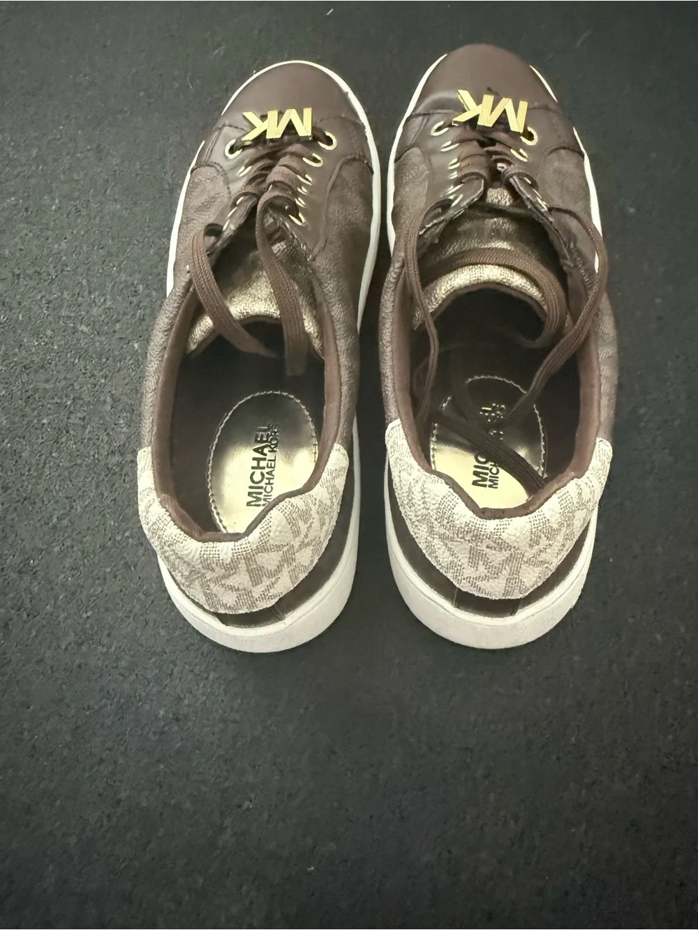 Michael Kors Keaton Brown MK Logo Lace-Up Sneakers Women’s Size 7